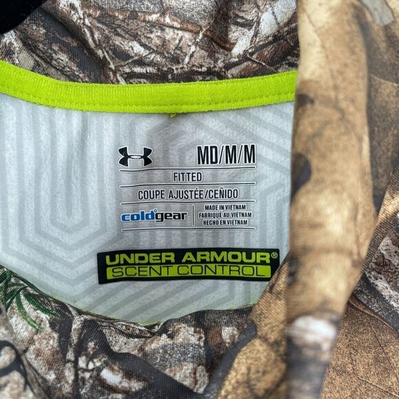 Under Armour Cold Gear Realtree Camo Scrunch Neck Long Sleeve Pullover Top M - Picture 6 of 10